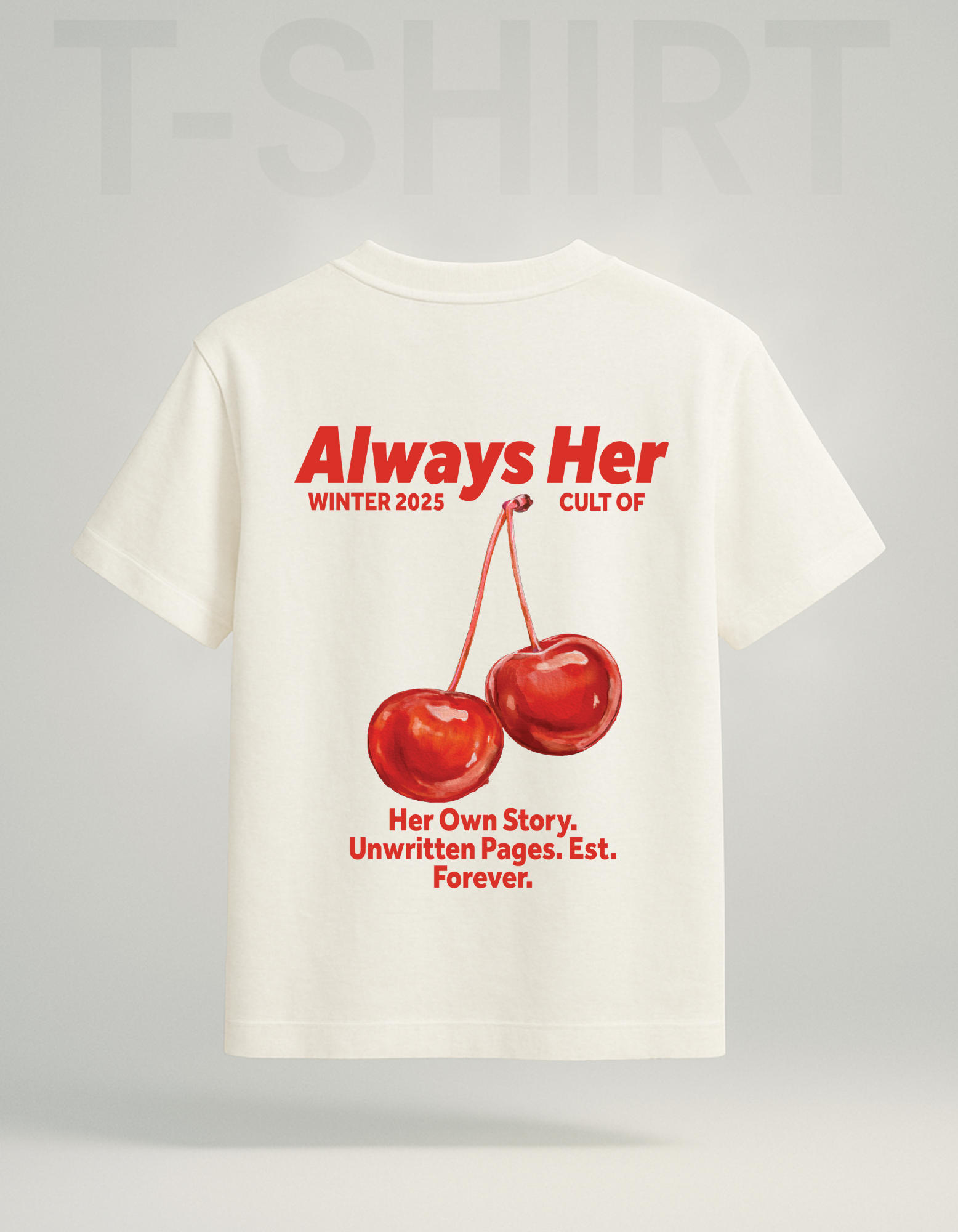 "ALWAYS HER" Cherry Graphic Oversized T-Shirt